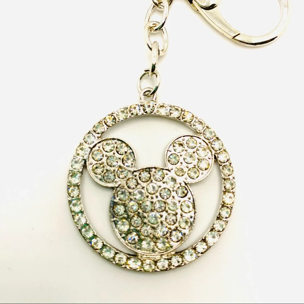 Mickey Mouse Purse Charm Key Chain Crystals set in Silver tone. BRAND NEW